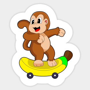 Monkey Banana Skater Skateboard Sticker